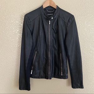 Express Black Faux Leather Jacket Size L